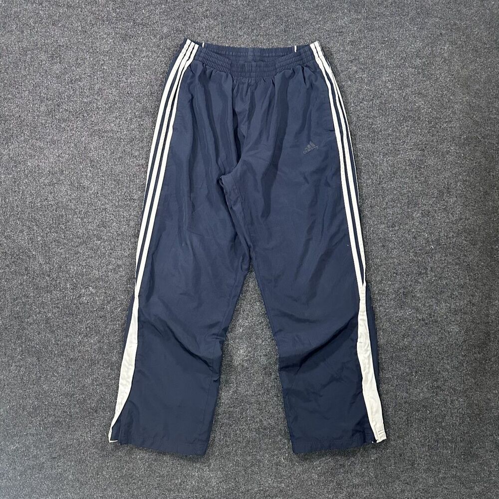 Vintage Adidas Mens Size Large Navy Stripped Baggy Track Sweatpants